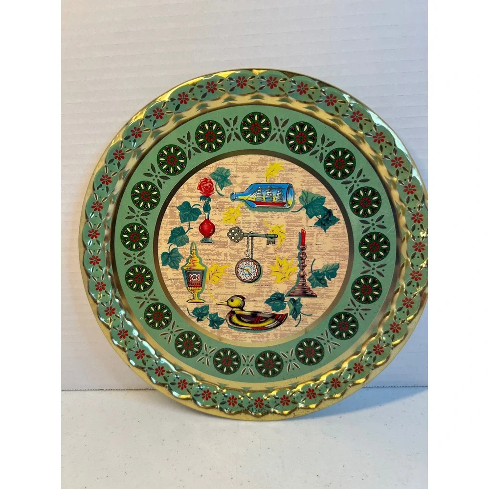 Vintage Baret Ware Lancaster Cocktail Tray No 65/T44 Made in England Green Gold